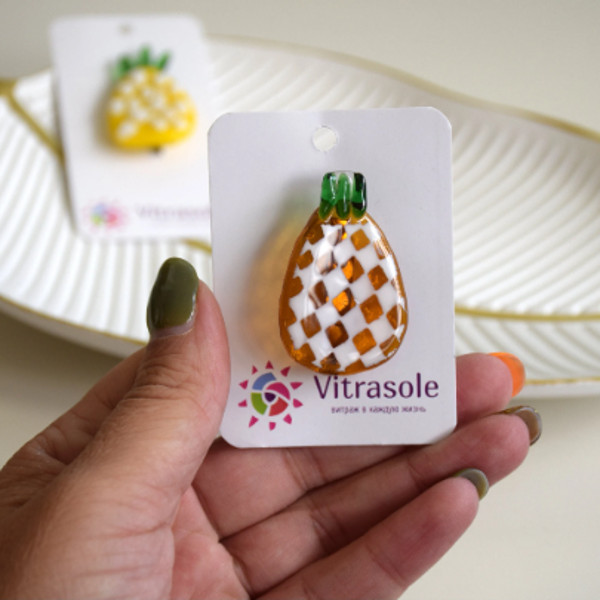 pineapple brooch fused glass - pineapple gifts - Original accessory glass pin