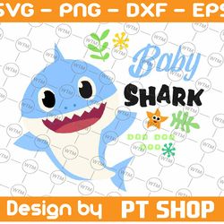 baby shark svg, cricut cut files, shark family doo doo doo vector eps, silhouette dxf