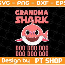 grandma shark svg, cricut cut files, shark family doo doo doo vector eps, silhouette dxf