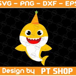 baby shark birthday svg, cricut cut files, shark family doo doo doo vector eps, silhouette dxf