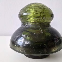 Old Vintage Glass Yellow Green Insulator
