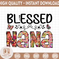 blessed nana png, nana png files for sublimation printing, family, nana clipart, nana gift, floral nana, friendly tree a