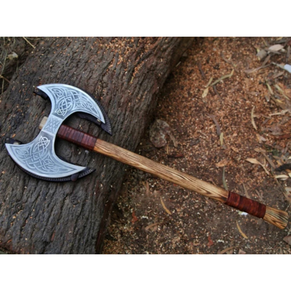 Handmade Double Headed Vikings Axe with Custom Two Blades and Forged Carbon Steel (1).png