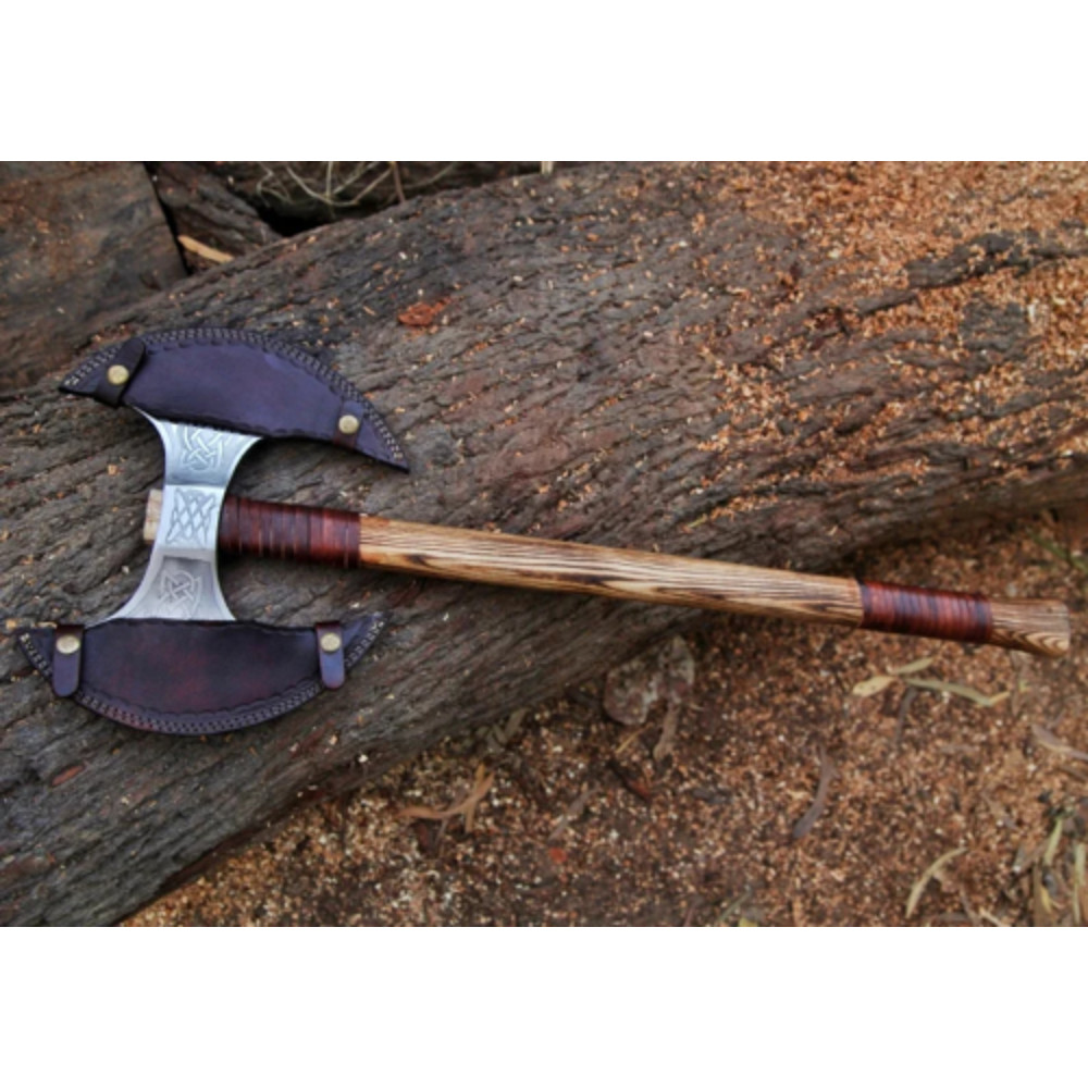 Handmade Double Headed Vikings Axe with Custom Two Blades and Forged Carbon Steel (3).png