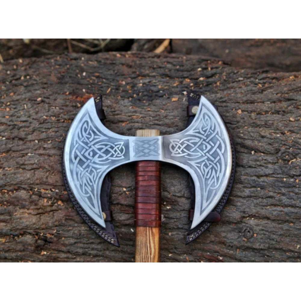Handmade Double Headed Vikings Axe with Custom Two Blades and Forged Carbon Steel (4).png