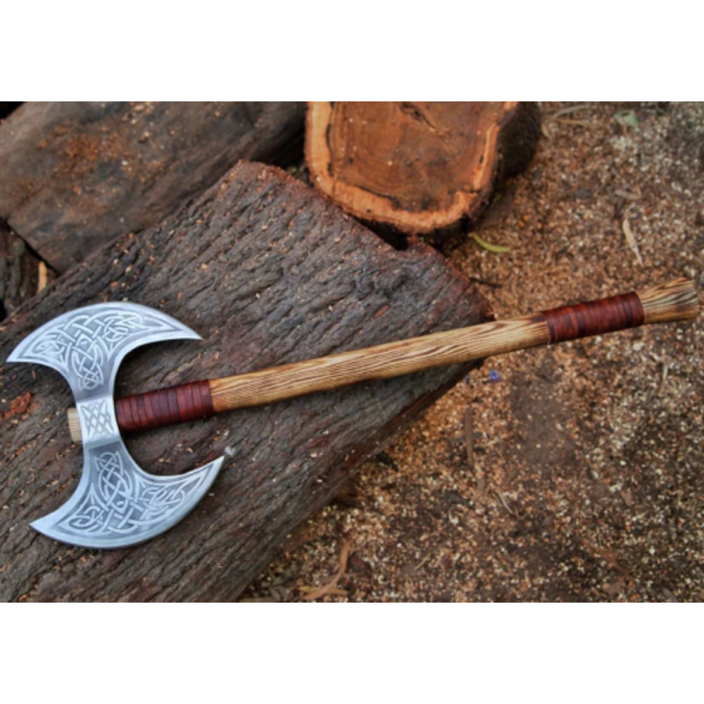 Handmade Double Headed Vikings Axe with Custom Two Blades and Forged Carbon Steel (6).png