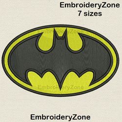 batman machine embroidery design (filled), batman logo embroidery pattern, super hero batman not applique, 7 sizes