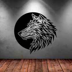 Wolf Sticker, Wolf On The Background Of The Moon, Wild Animal, Car Sticker Wall Sticker Vinyl Decal Mural Art Decor