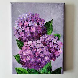 Pink Hydrangea Acrylic Painting - Flower Art & Home Decor
