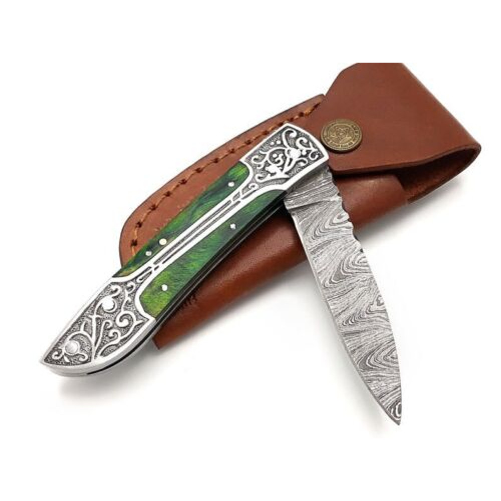 Unique Handmade Damascus Folding Pocket Knife  A Perfect Gift for Him Father or Camping Enthusiast