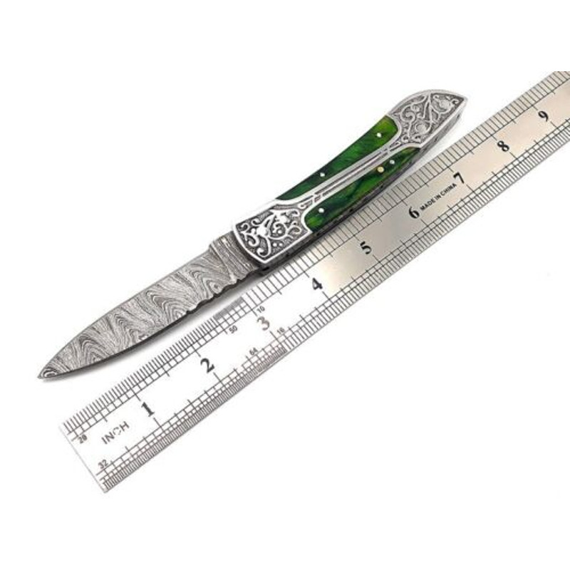 Unique Handmade Damascus Folding Pocket Knife  A Perfect Gift for Him Father or Camping Enthusiast