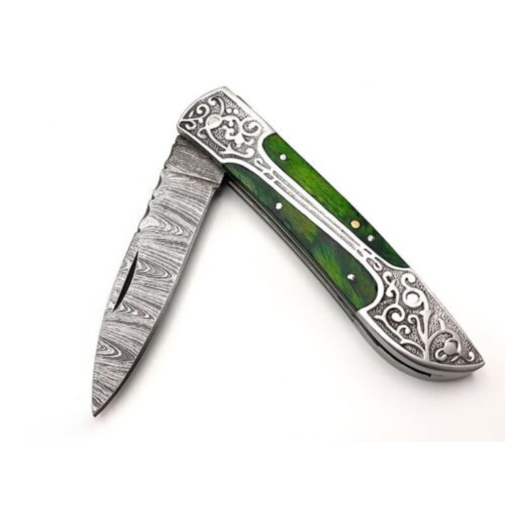 Unique Handmade Damascus Folding Pocket Knife  A Perfect Gift for Him Father or Camping Enthusiast