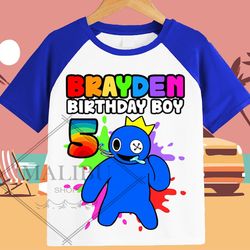 rainbow friends blue family gift personalized shirt birthday custom tshirt unisex kids birthday girl birthday boy raglan