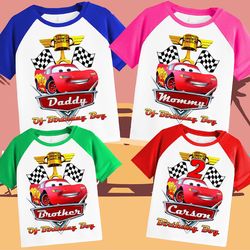 cars lightning mcqueen family personalized shirt birthday custom tshirt unisex kids birthday girl birthday boy raglan te