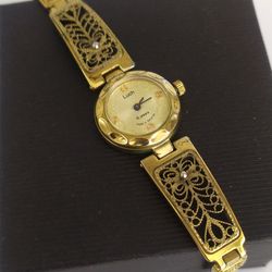 Mechanical women watch 15 Jewels, Vintage ladies watch Luch, Wind up watch RAY, Cocktail watch, Gold watch for women