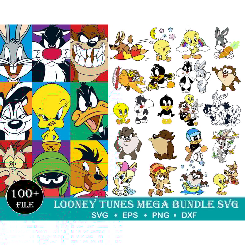 100 Looney Tunes Bundle, Trending Svg, Baby Looney Svg, Taz Svg, Daffy Svg, Bugs Svg, Lola Svg, Tweety Svg, Sylvester Svg, Baby Animals Svg.jpg