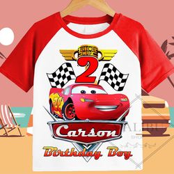 Cars Lightning Mcqueen Family Personalized Shirt Birthday Custom Tshirt Unisex Kids Birthday Girl Birthday Boy Raglan Te