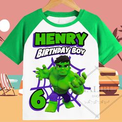 Hulk Family Personalized Shirt Birthday Custom Tshirt Unisex Kids Birthday Girl Birthday Boy Raglan Tee