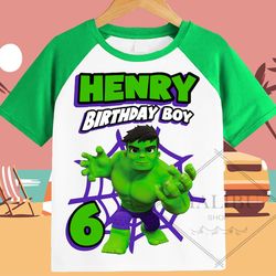 hulk family personalized shirt birthday custom tshirt unisex kids birthday girl birthday boy raglan tee