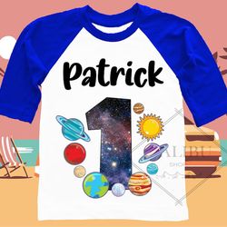 space and planets birthday boy personalized shirt birthday custom tshirt unisex kids, birthday raglan tee