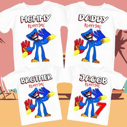 personalized huggy wuggy t shirt custom birthday tshirt unisex kids matching family shirts.