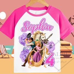 Rapunzel Family Personalized Shirt Birthday Custom Tshirt Unisex Kids Birthday Girl Birthday Boy Raglan Tee