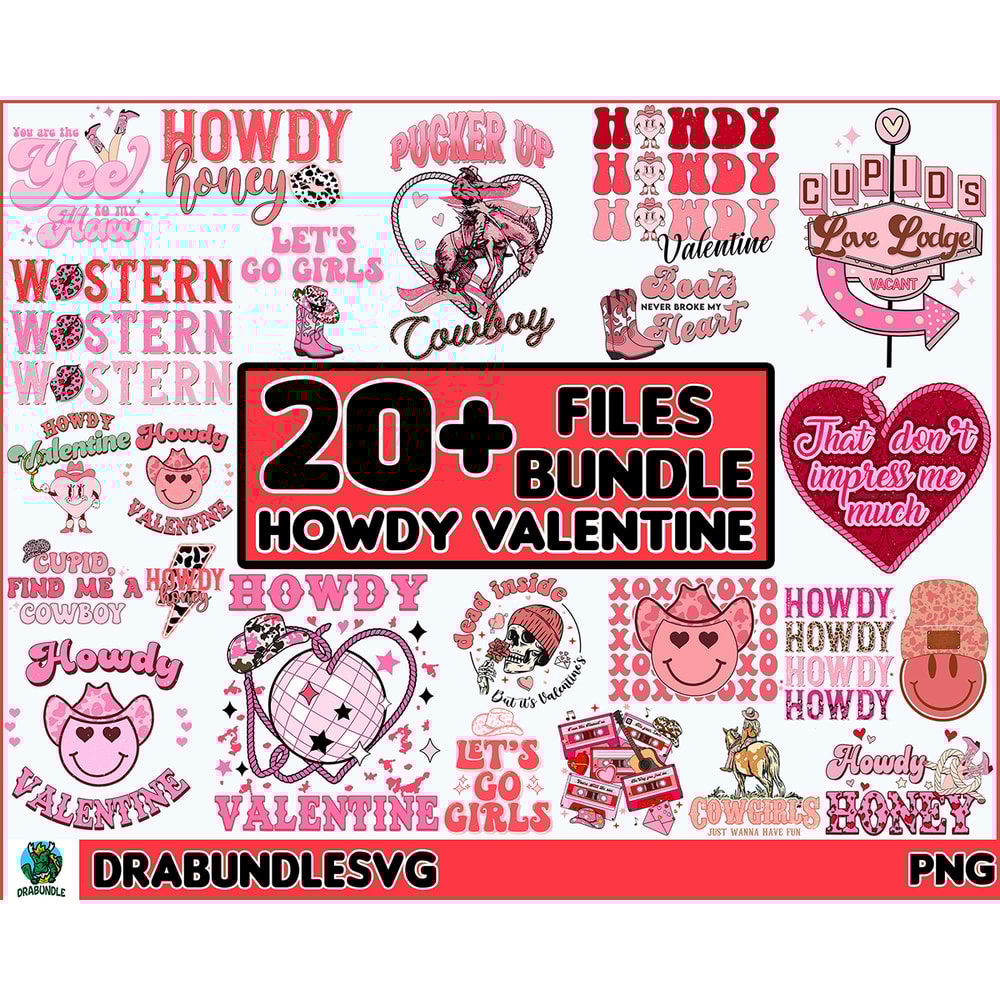 20 Howdy Valentine Png Bundle, Valentine Png, Western Valentine Png Bundle, Happy Valentine's Day Png, Let's Go Girl Png Instant download.jpg