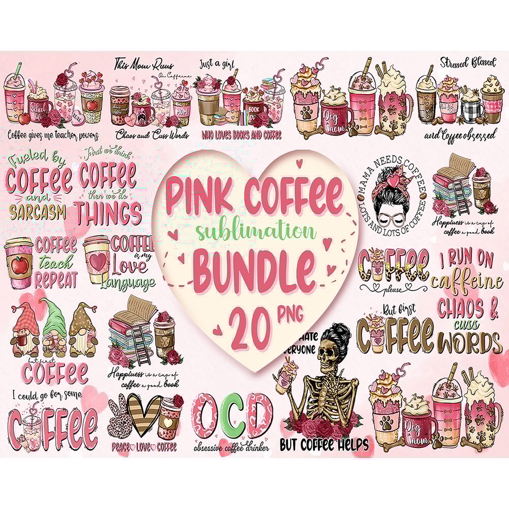 20 Valentine Coffee Png Bundle, Valentine Coffee Png, Valentine Drinks Png, Latte Drink Png, Coffee Lover, Valentine Instant Download.jpg