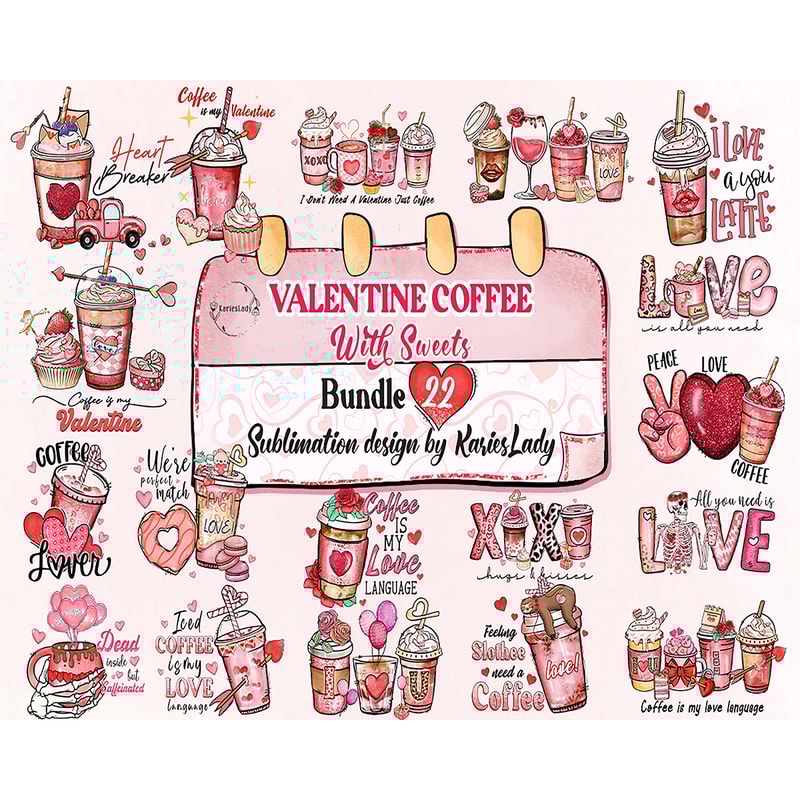 22 Valentine Coffee With Sweets Png Bundle, Valentine Coffee Png, Valentine Drinks Png, Latte Drink Png, Coffee Lover, Valentine Instant Download.jpg
