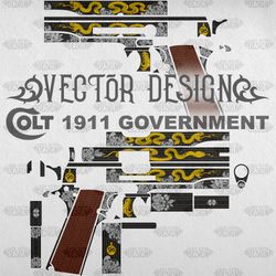 VECTOR DESIGN Colt 1911 government "Snake and flowers" Updated