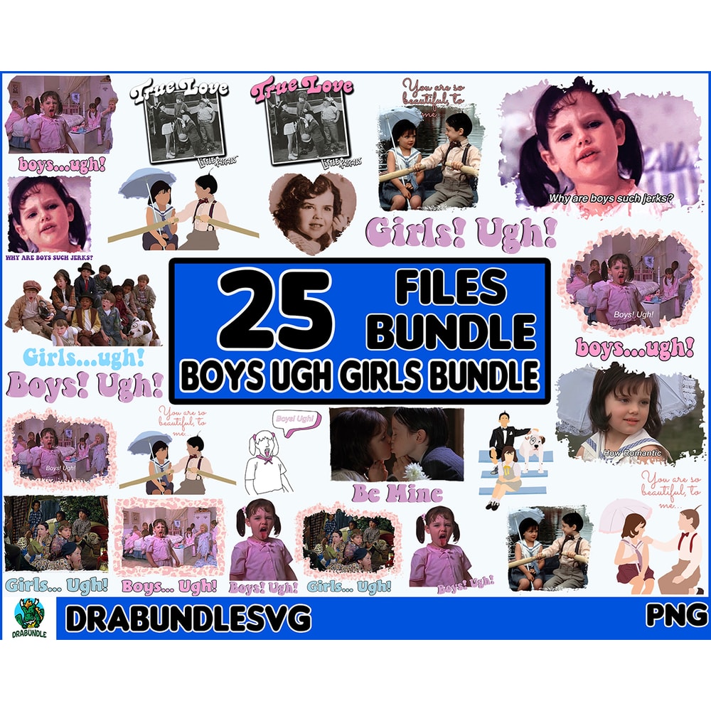 25 Boys Ugh Girls Ugh PNG Bundle, Valentine Little Rascals, 90's Movie Valentines Png, Funny Valentine, Anti Valentine Instant Download.jpg
