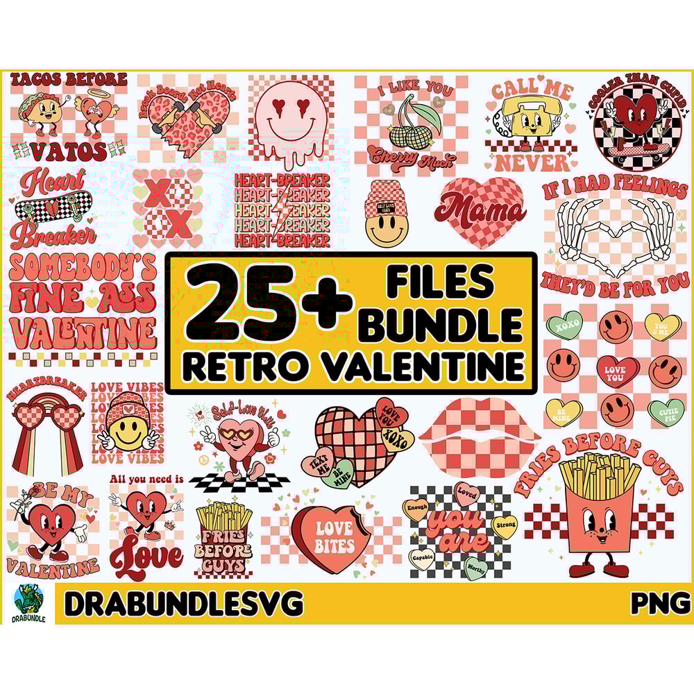 25 Retro Valentine PNG Bundle, Groovy Valentine Png, Valentine Png, Love XOXO Png, Be Mine Png, Howdy Valentine Png, Sublimation Design Instant download.jpg