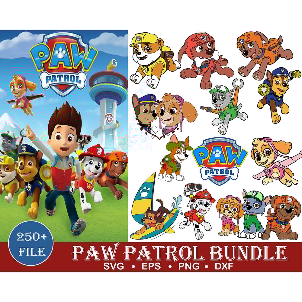 250 Paw patrol svg, paw patrol svg bundle, paw patrol svg file, paw patrol svg everest, paw patrol svg for cricut, paw patrol svg skye, svg file Digital Dowload