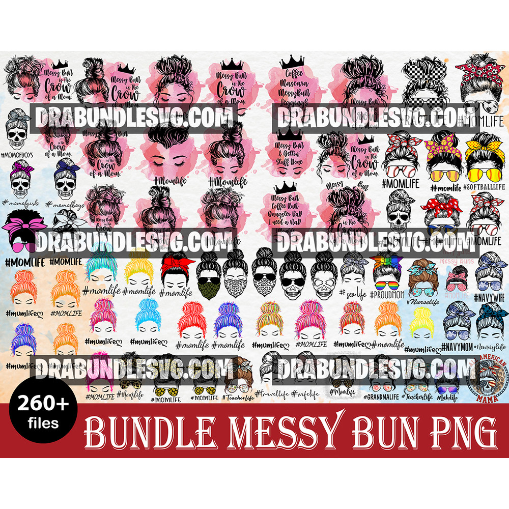 260 Messy bun svg, Messy bun with glasses svg, momlife svg, mom skull svg, messy bun classy afro woman svg - Printable, Cricut & Silhouette.jpg