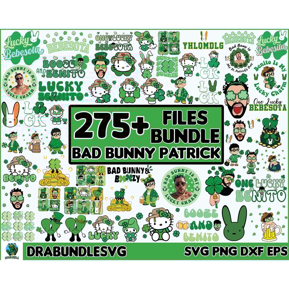 270 Files Bad Bunny Patrick Day Bundle SVG PNG, Lucky Benito Svg, Lucky Bebesota, St. Patrick's Day, Dia de San Patricio Svg, Digital Instant Download.jpg
