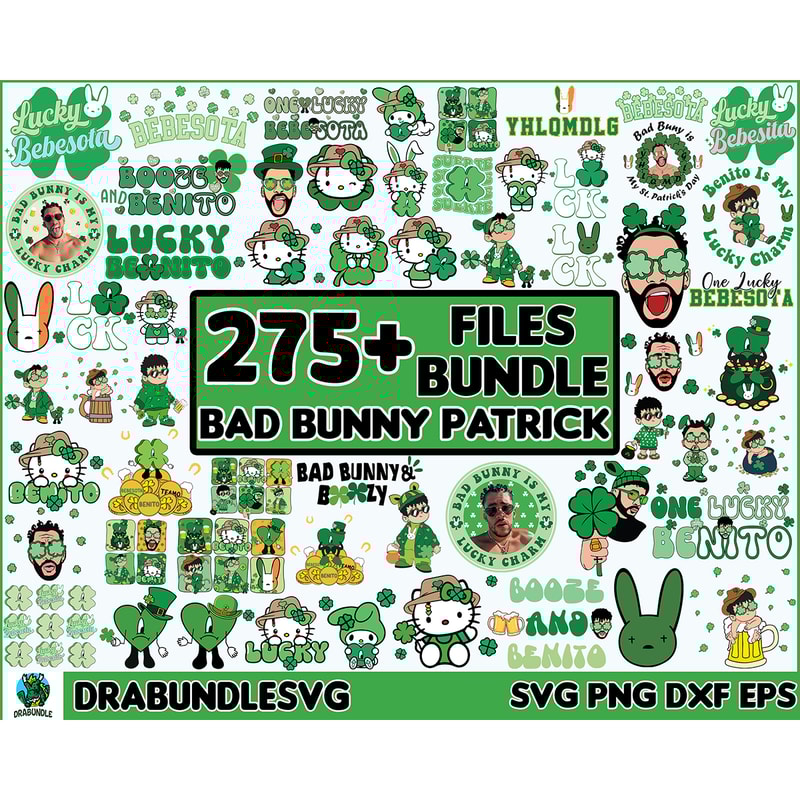 270 Files Bad Bunny Patrick Day Bundle SVG PNG, Lucky Benito Svg, Lucky Bebesota, St. Patrick's Day, Dia de San Patricio Svg, Digital Instant Download.jpg