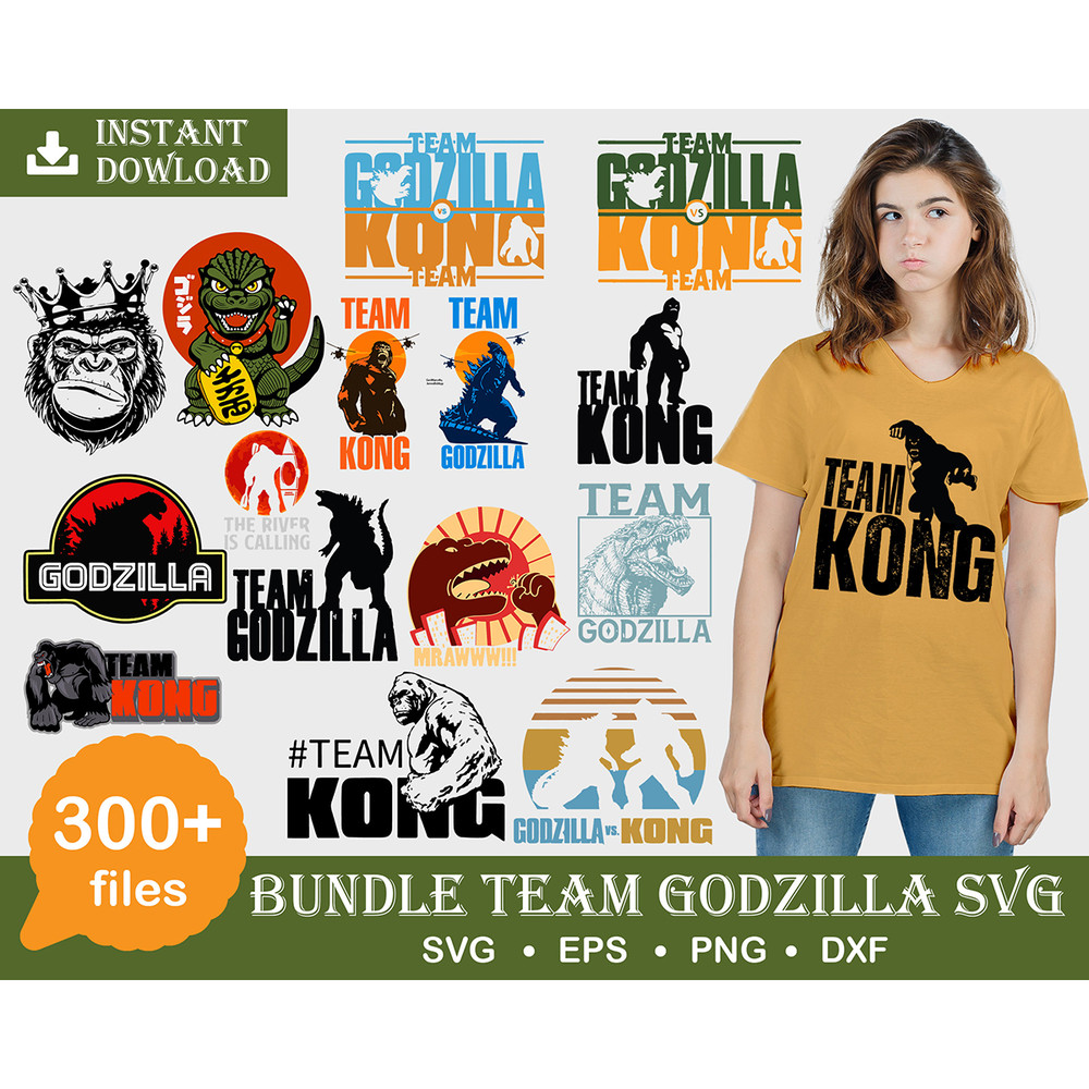 300 Godzilla vs Kong SVG, Godzilla svg, Team Godzilla, Godzilla vs Kong, Godzilla bundle, Godzilla Quotes, SVG Bundle Instant Download.jpg