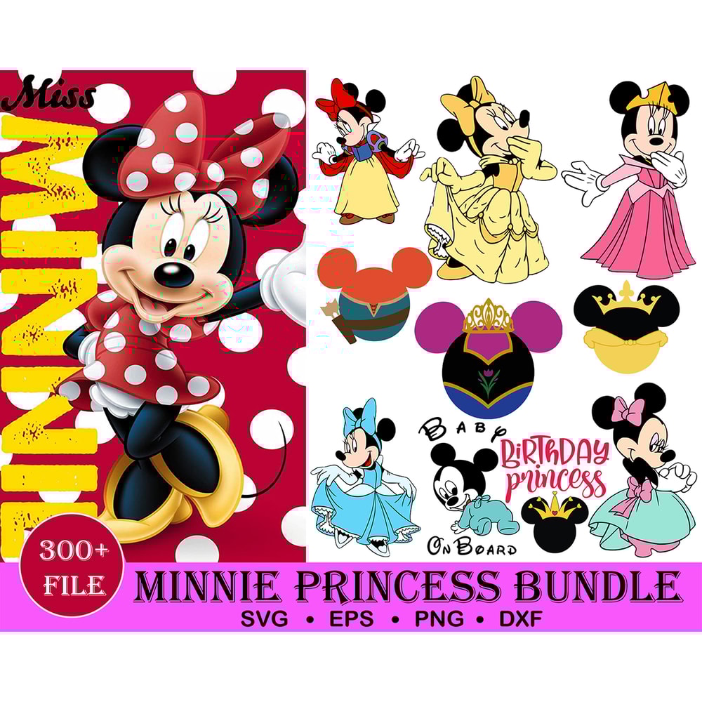 300 Minnie Princess SVG, Minnie SVG, Mickey Mouse Svg, Minnie Mouse Svg, Family Vacation Svg, For Cricut, For Silhouette, Cut File.jpg