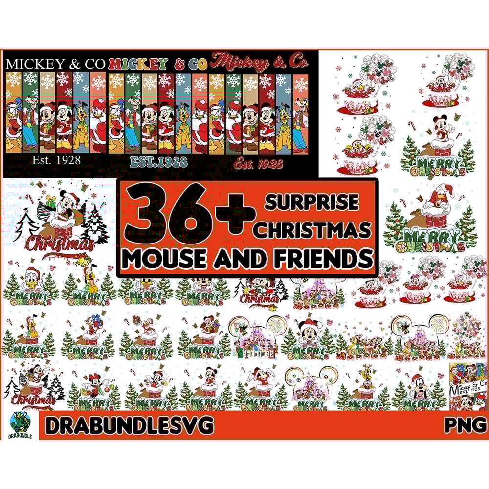 35 Christmas Mouse And Friends PNG, Christmas Bundle Png, Christmas Cartoon Character Png, Christmas Friends Png, Digital Instant Download.jpg