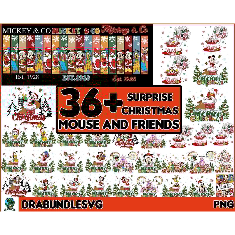 35 Christmas Mouse And Friends PNG, Christmas Bundle Png, Christmas Cartoon Character Png, Christmas Friends Png, Digital Instant Download.jpg