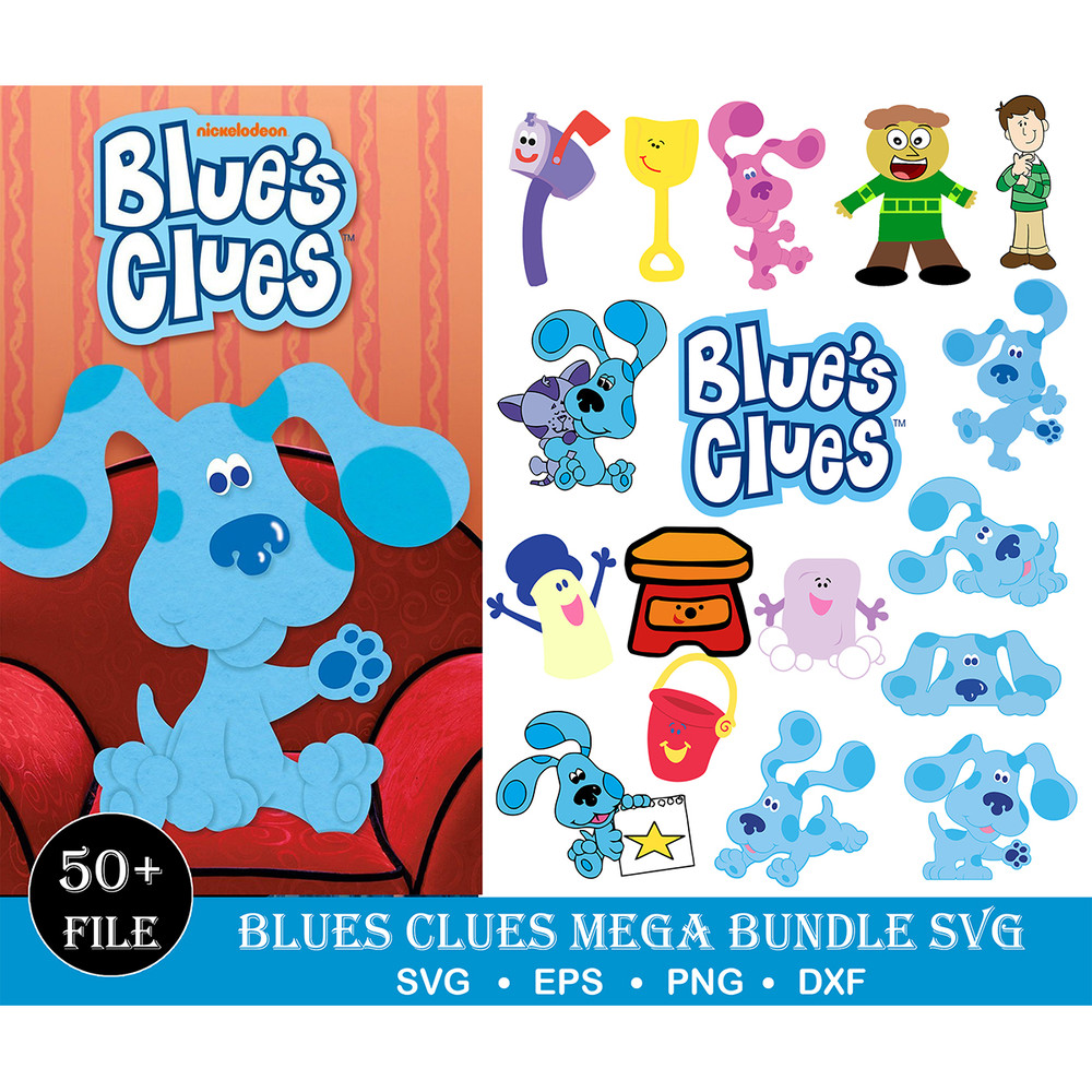 50 Blue's Clues Bundle SVG, Dog Birthday Svg, Blue Dog Svg, Nick JrSVG, Blue’s Birthday Svg, Blue Dog Family Svg, Dog First Birthday Svg.jpg