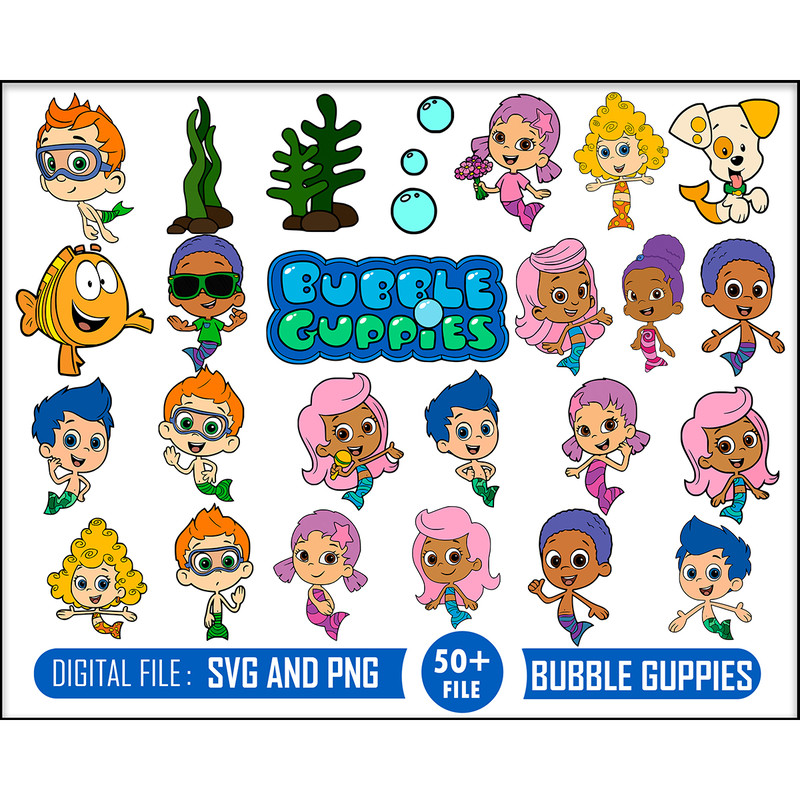 50 Bubble guppies svg, bubble guppies layered, bubble guppies birthday, bubble guppies theme, svg files, svg.jpg