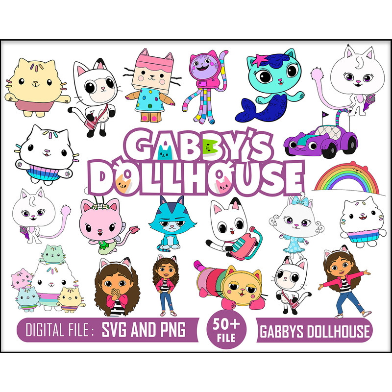 50 Gabby's Dollhouse, Gabby's Dollhouse SVG Bundle, Gabby's Dollhouse PNG, Gabbys Dollhouse Clipart, birthday, Gabby's cricut.jpg