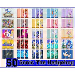 50 sonic the hedgehog tumbler desing, skinny tumbler 20oz design, sonic sublimation, digital png, sonic wrap png