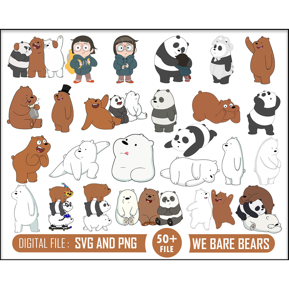 50 We Bare Bears Svg Bundle, Animal Svg, Animal Lovers Svg,Cartoon svg Digital Download.jpg