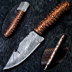 Damascus Full Tang Skinning Hunting Knife Blade Gut Hook Blade with Cover
