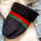 Women hats Women handknit black hat Striped hats Beanie hat Knit Beanie hat Hat for women Wool hat Soft hat