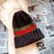Women hats Women handknit black hat Striped hats Beanie hat Knit Beanie hat Hat for women Wool hat Soft hat