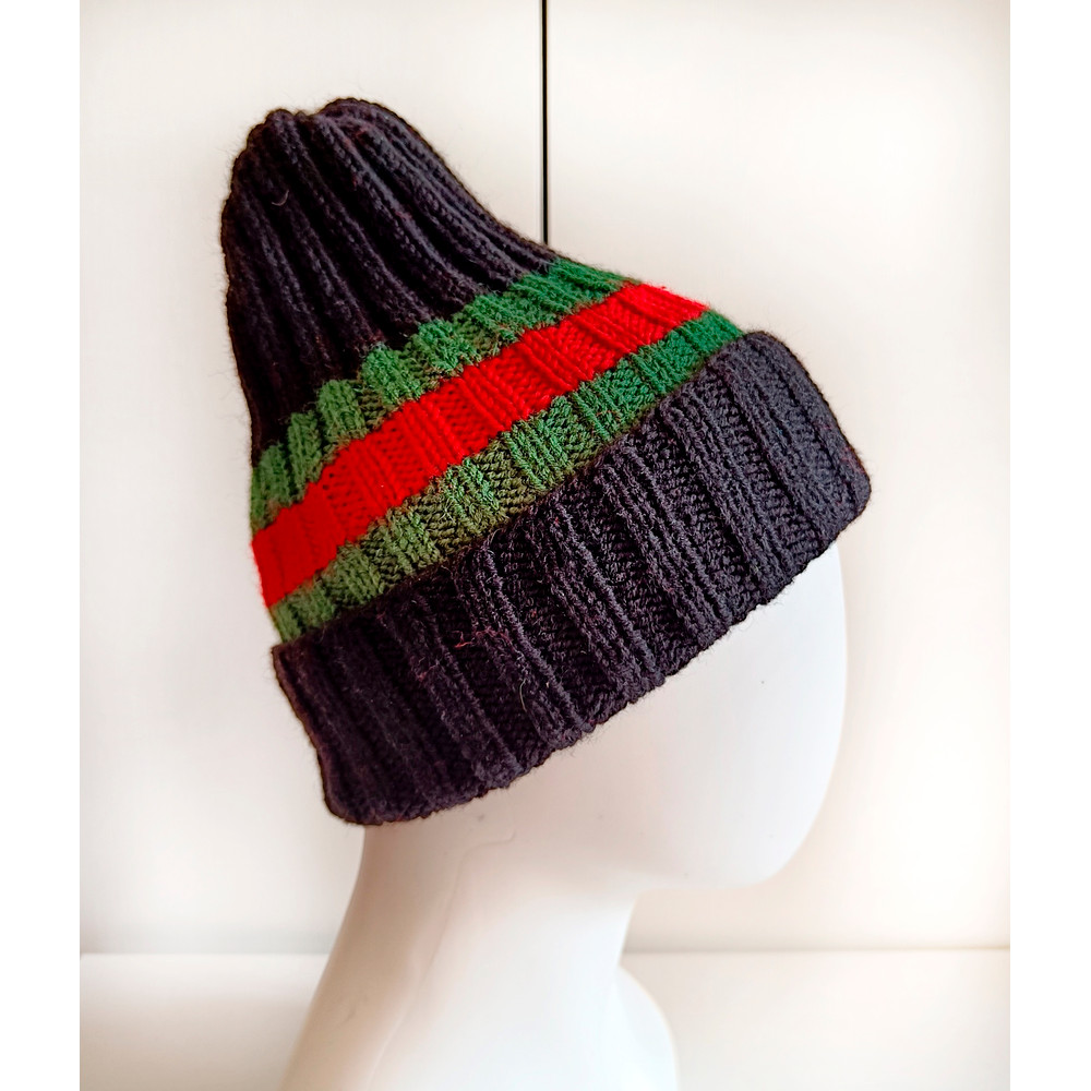 Women hats Women handknit black hat Striped hats Beanie hat Knit Beanie hat Hat for women Wool hat Soft hat