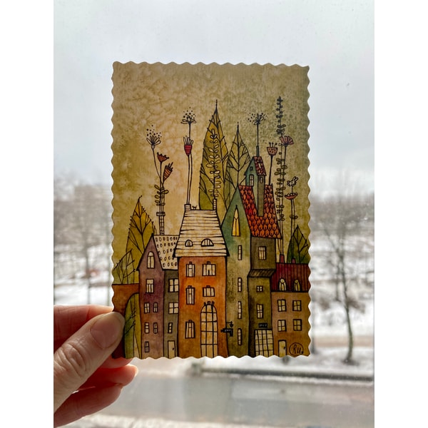 Spring painting Houses Original art Small Watercolor art by - Inspire ...